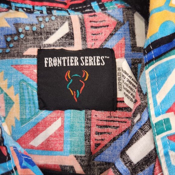 Vintage Frontier Series Button Down Shirt Mens Medium Aztec Southwestern Western - Picture 6 of 9